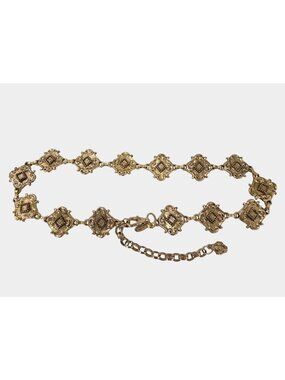 The Limited Gold-Tone Medallion Chain Link Belt 32-37" Made In Italy Renaissance
